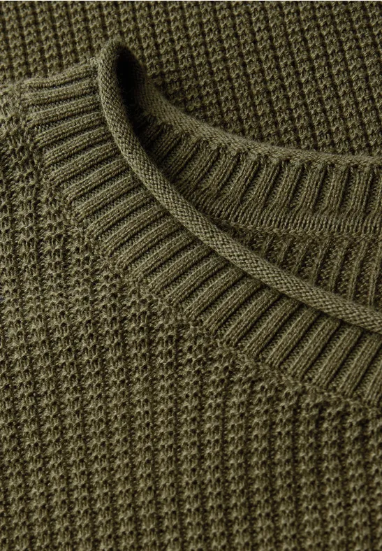 Rundhals Strukturpullover vintage green