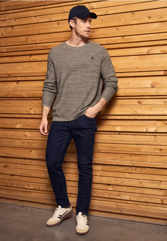 Rundhals Strukturpullover dull brown