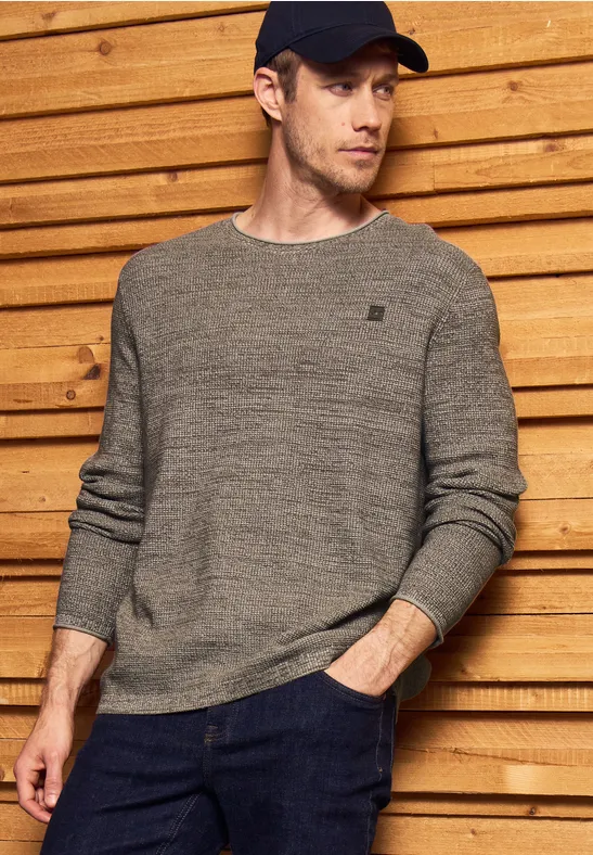 Rundhals Strukturpullover dull brown