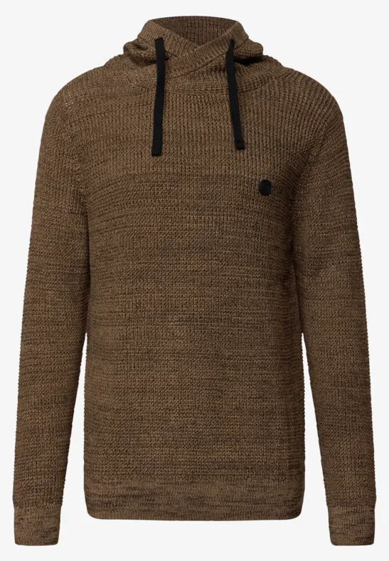 Tweekleurige trui met trechterhals ash brown