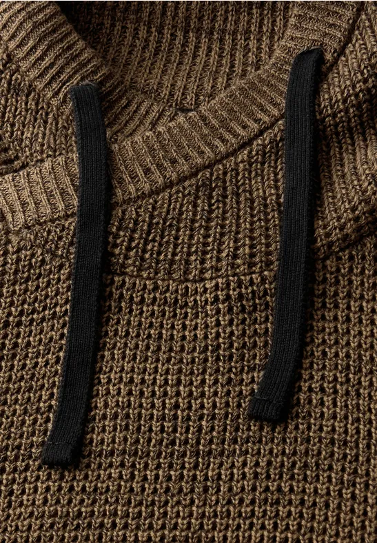 Tweekleurige trui met trechterhals ash brown