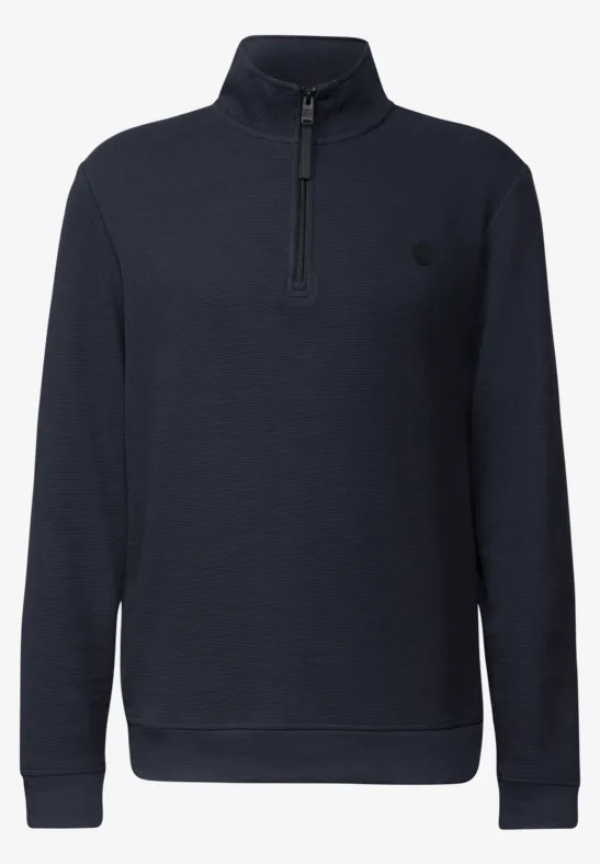 Strukturpullover mit Troyer night blue