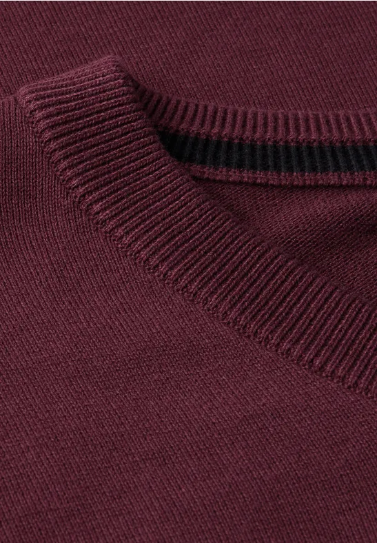 Basic V-Neck Strickpullover vintage red