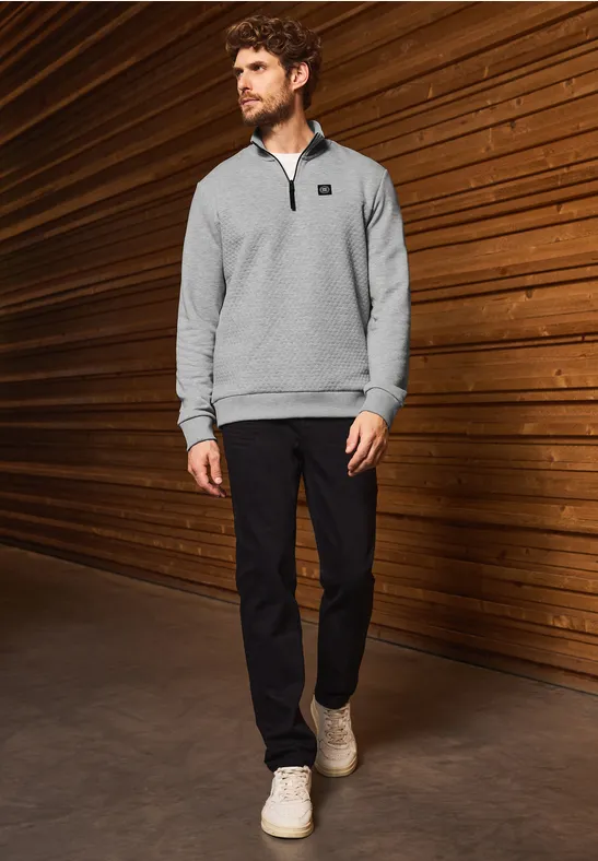 Troyer Strukturpullover warm grey melange