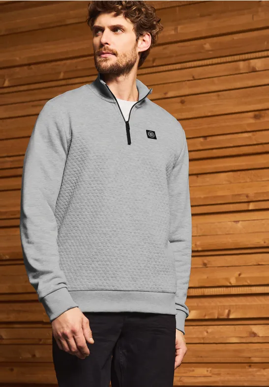 Troyer Strukturpullover warm grey melange