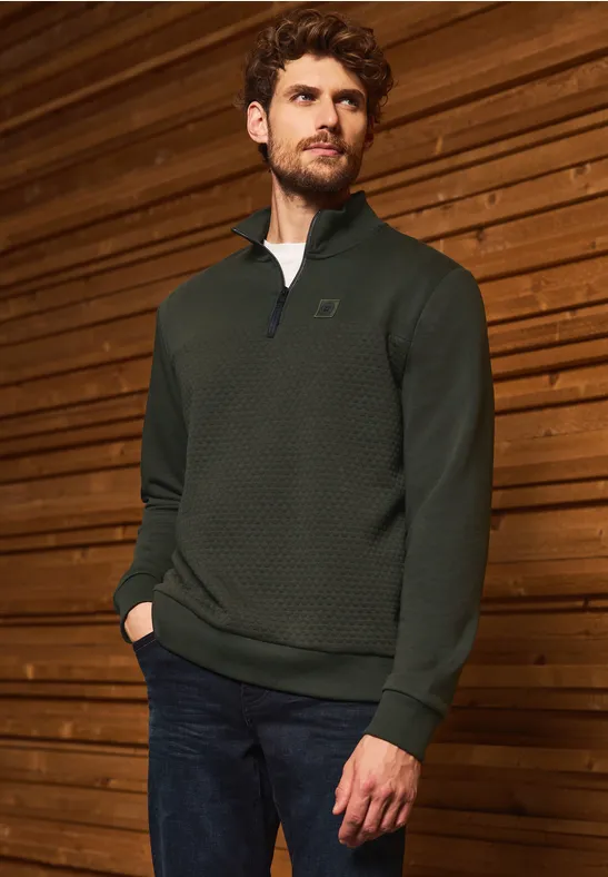 Troyer Strukturpullover dark olive green