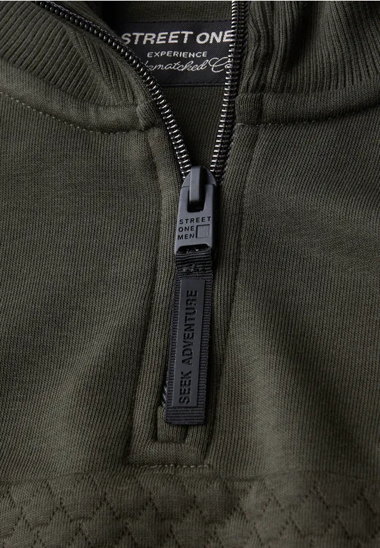 Troyer Strukturpullover dark olive green