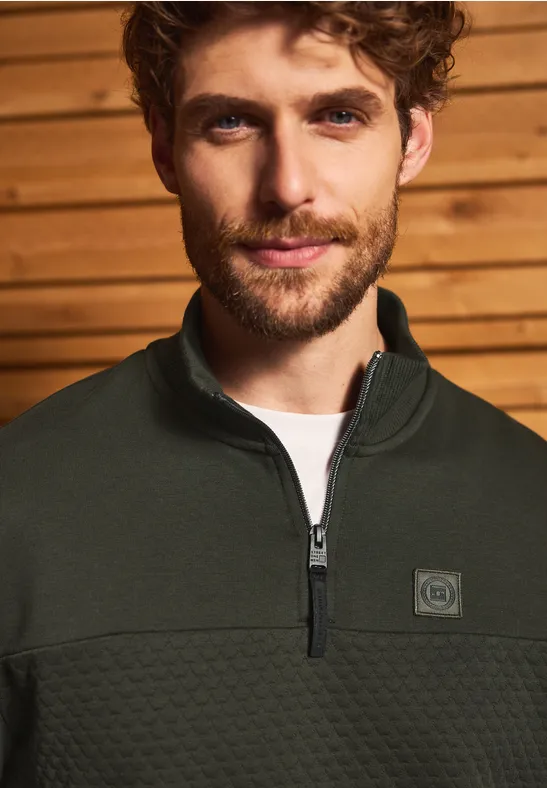 Troyer Strukturpullover dark olive green