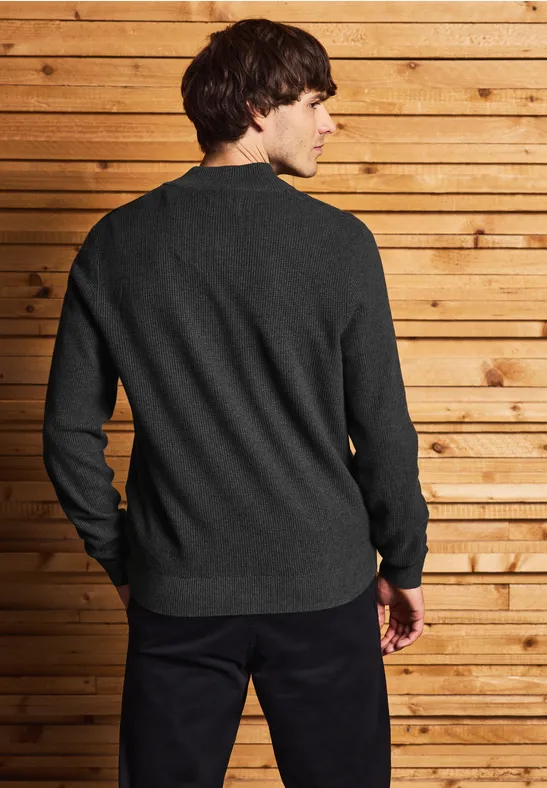 Troyer Strukturpullover anthra grey melange