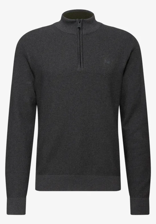 Troyer Strukturpullover anthra grey melange