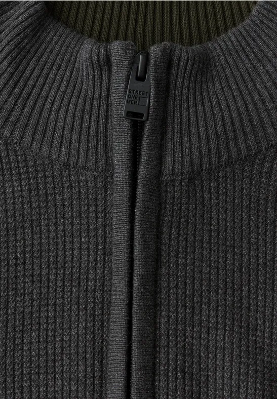 Troyer Strukturpullover anthra grey melange