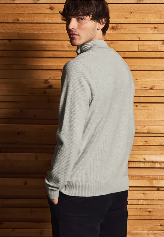 Troyer Strukturpullover frost grey melange