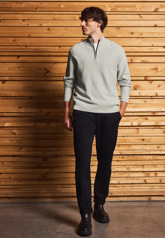 Troyer Strukturpullover frost grey melange