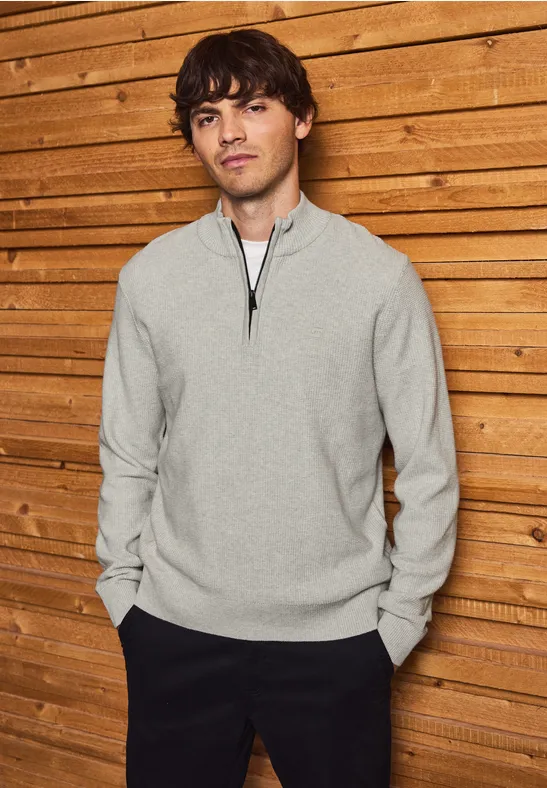 Troyer Strukturpullover frost grey melange