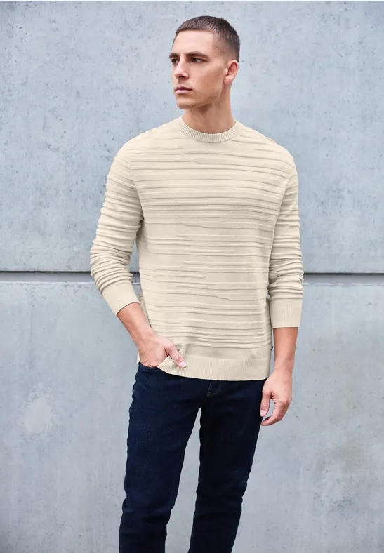 Strukturstreifen Pullover tender beige melange