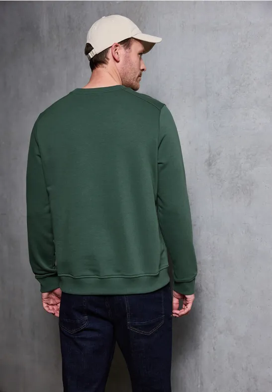Gestructureerde trui met ronde hals soft olive green
