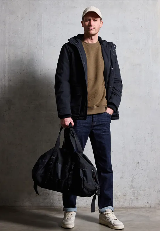 Crewneck Strukturpullover barista brown