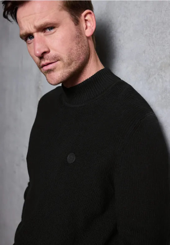 Pull à col montant Black