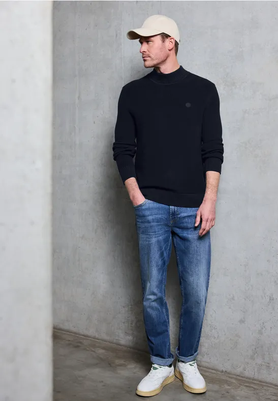 Trui met opstaande kraag nightside blue