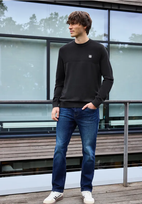 Strukturmix Pullover Black