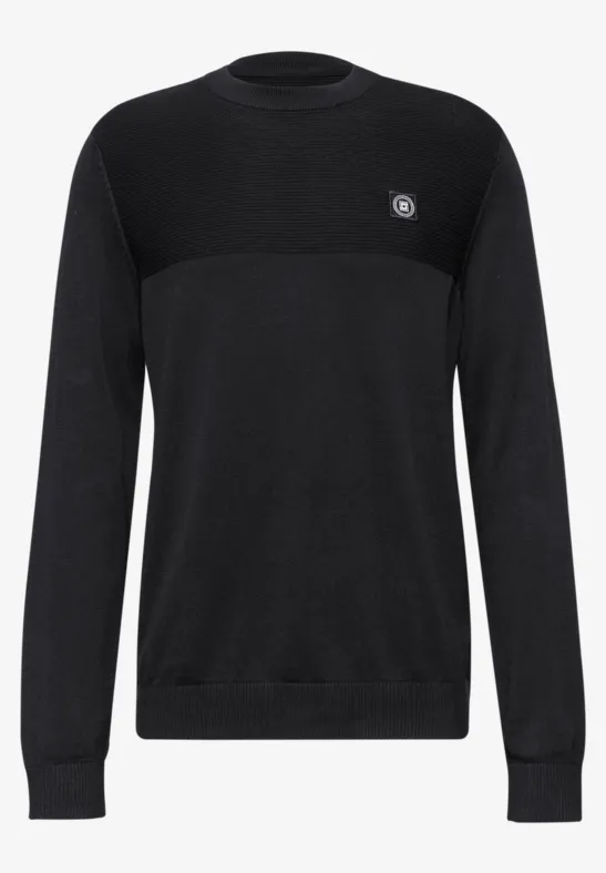 Strukturmix Pullover Black