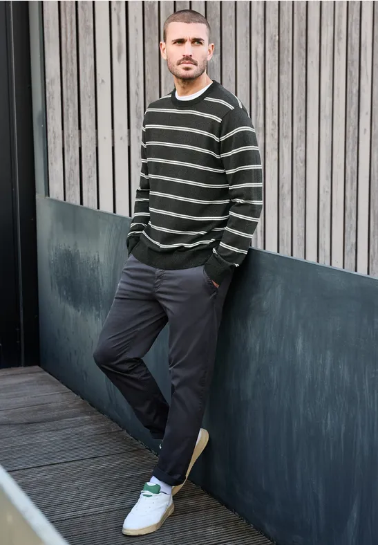 Pull basique rayé anthra grey melange