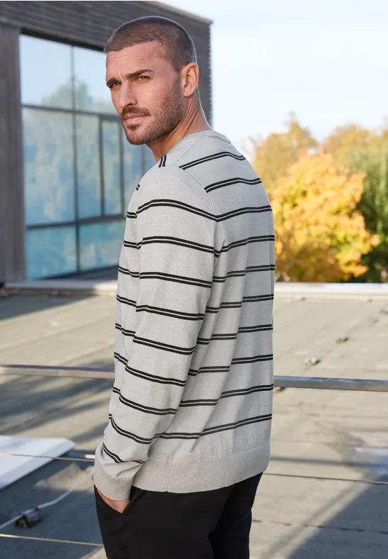 Pull basique rayé bright white