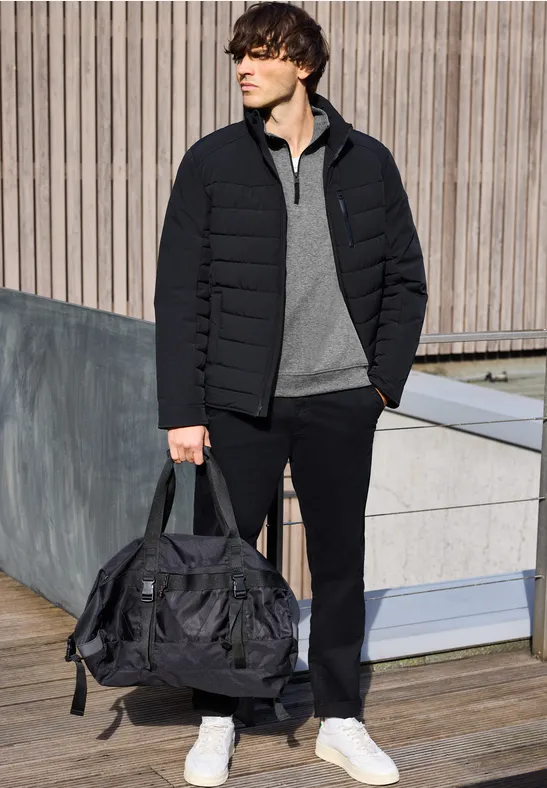 Piqué Troyer Sweatshirt metal grey melange