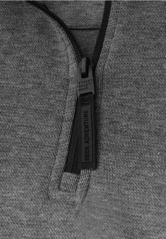 Piqué Troyer Sweatshirt metal grey melange