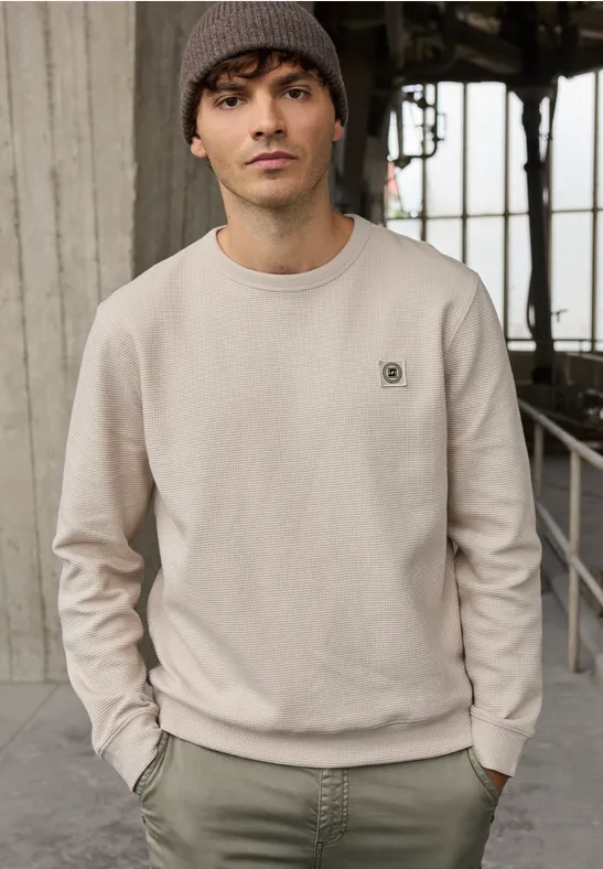 Sweat-shirt avec structure 3D granite beige