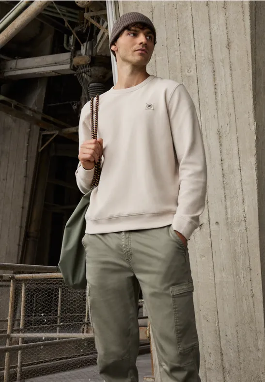 Sweat-shirt avec structure 3D granite beige