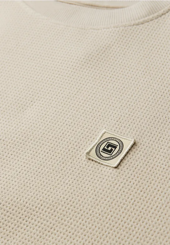 Sweat-shirt avec structure 3D granite beige