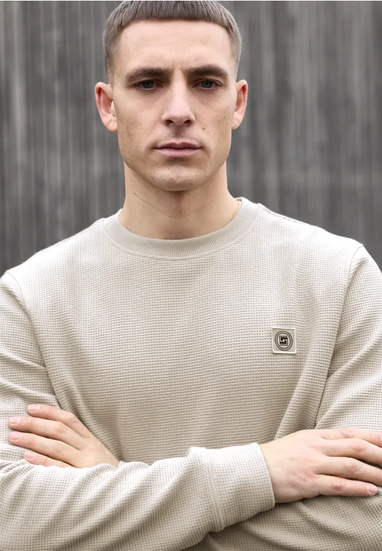 Sweat-shirt avec structure 3D granite beige