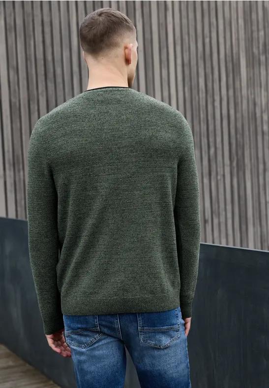 Pull à col ras du cou structuré timeless green