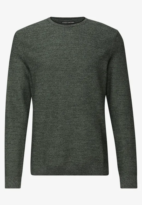 Pull à col ras du cou structuré timeless green