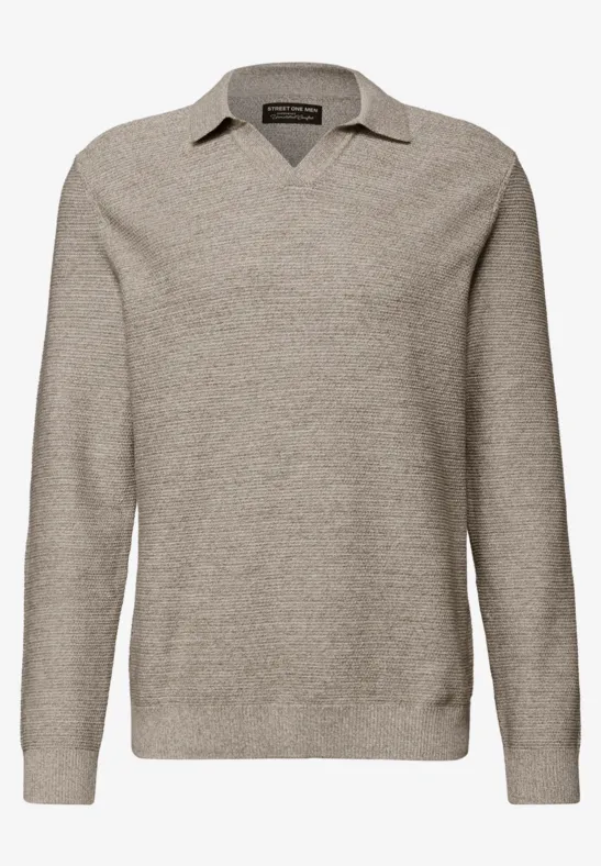 Sweter strukturalny polo granite beige