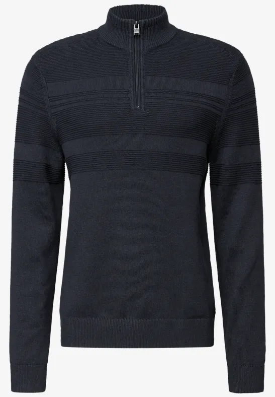 Strukturstreifen Pullover nocturnal blue