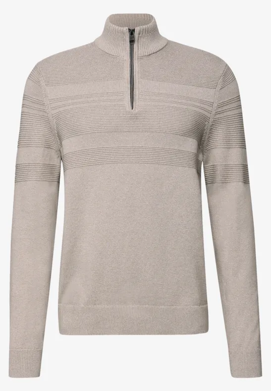 Strukturstreifen Pullover granite beige