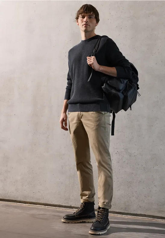 Washed-Look Pullover dark ink blue