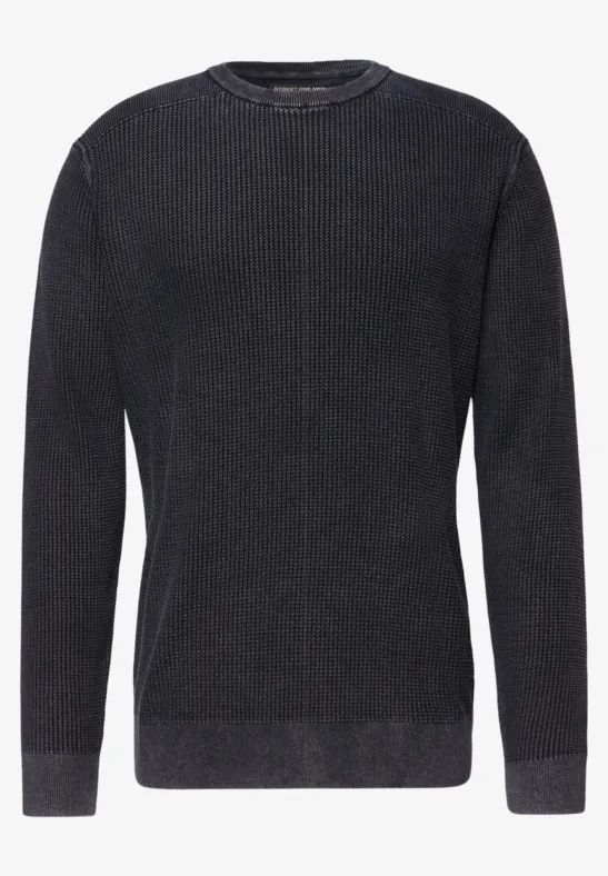Washed-Look Pullover dark ink blue