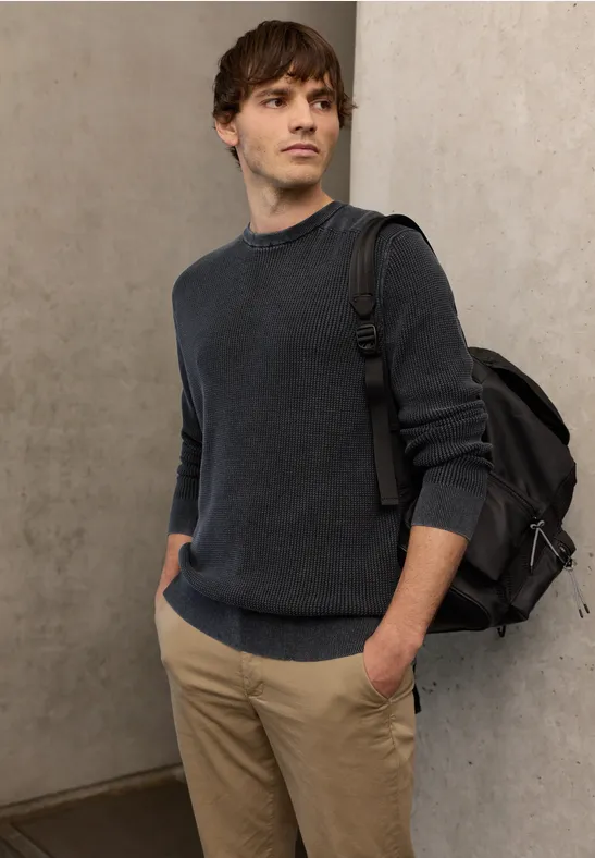 Washed-Look Pullover dark ink blue