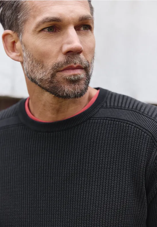 Washed-Look Pullover dark ink blue