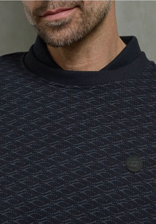 Gemustertes Sweatshirt dark ink blue