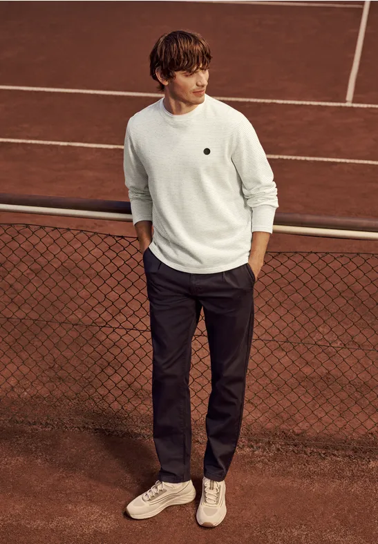 Sweat-shirt à col rond de qualité douce bright white