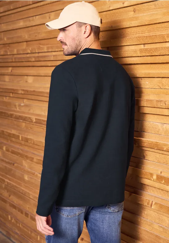 Ottoman Poloshirt mit Zipper night blue
