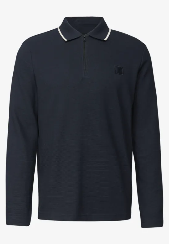 Ottoman Poloshirt mit Zipper night blue