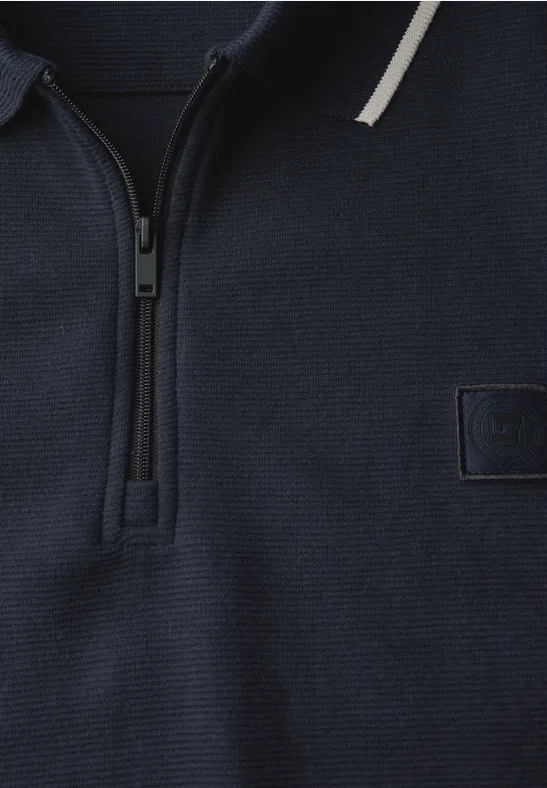 Ottoman Poloshirt mit Zipper night blue