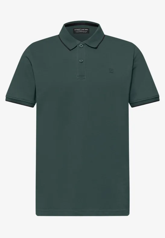 Basic Piqué Poloshirt mit Kontrastdetail sea green