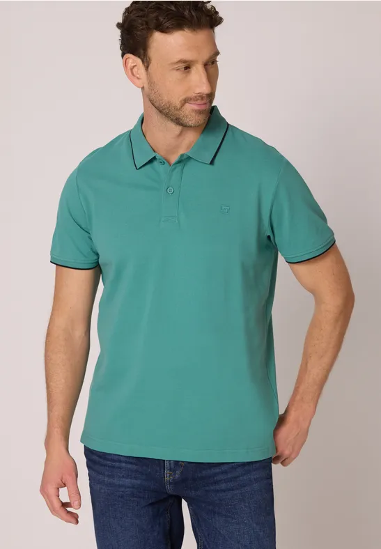 Basic Piqué Poloshirt mit Kontrastdetail caribbean green