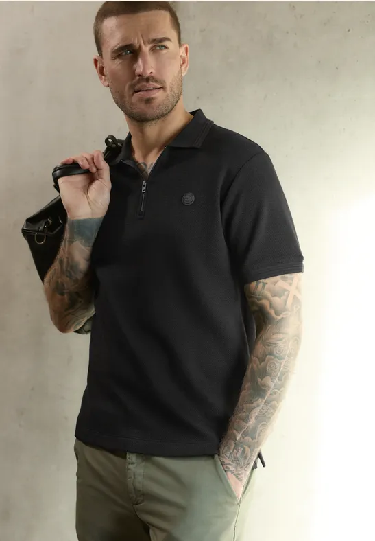 Poloshirt mit Struktur Black